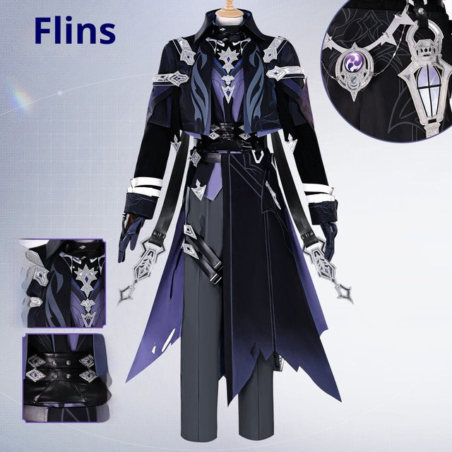 MiHoYo Genshin Impact Kyryll Chudomirovich Flins Cosplay-Kostüm, Komplettes Set, Fantasy, Schwarz - Bild 1