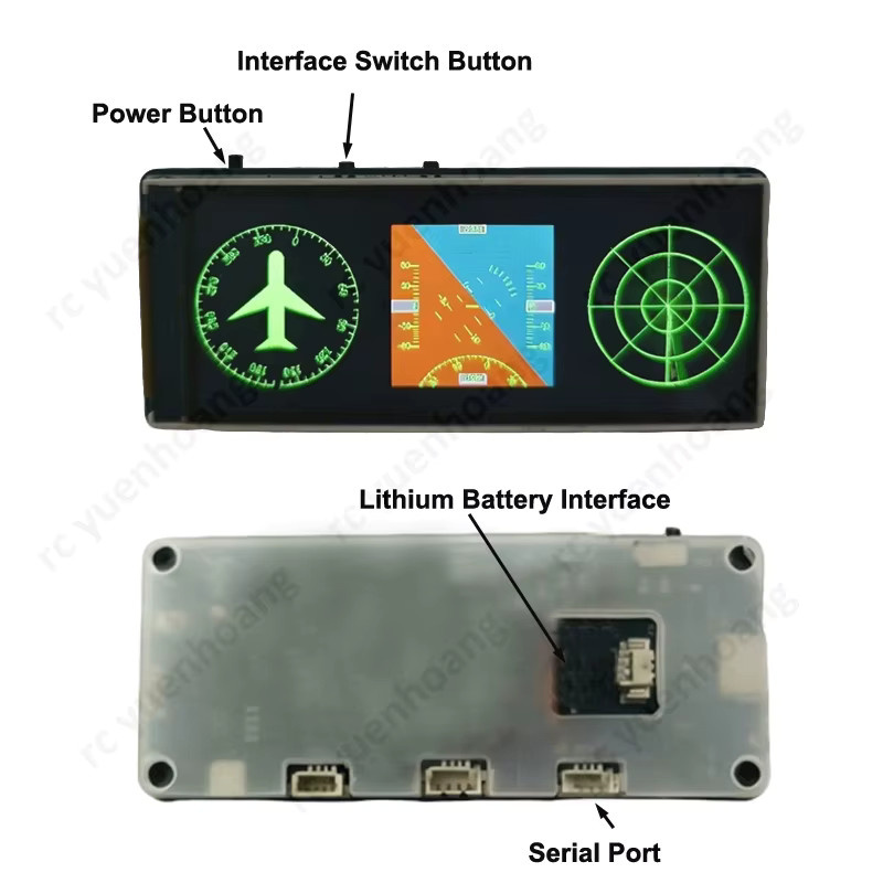 YUENHOANG Simuliertes Cockpit-Instrument, 3-Zoll-LCD-Display, RC-Modell-Anzeigen, 1-teiliges Set - Bild 3