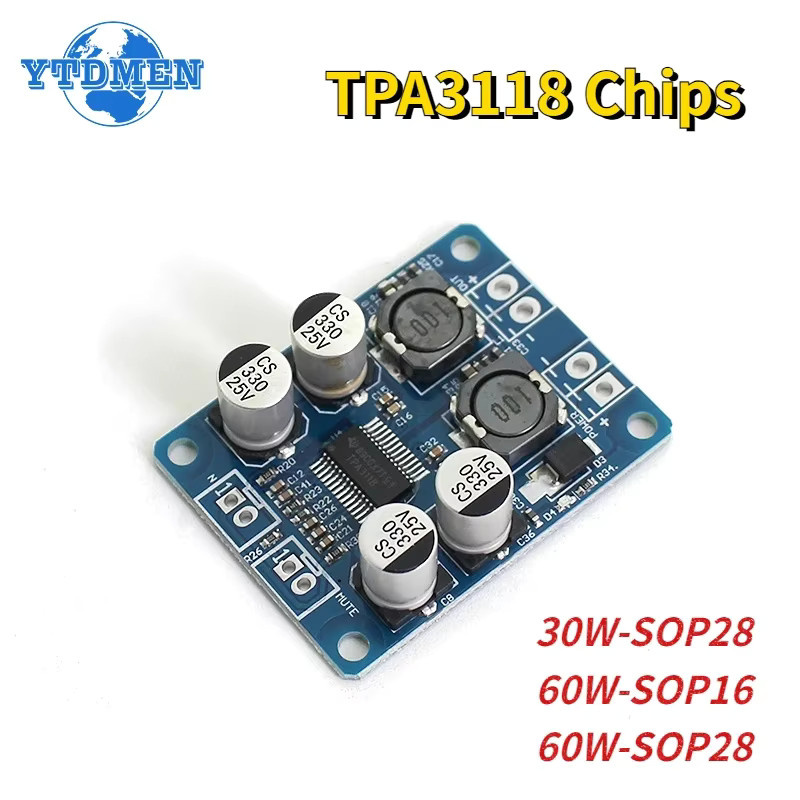 YTDMEN TPA3118 Mono Digital Audio Leistungsverstärkerplatine 60W Amp Modul Blau - Bild 2