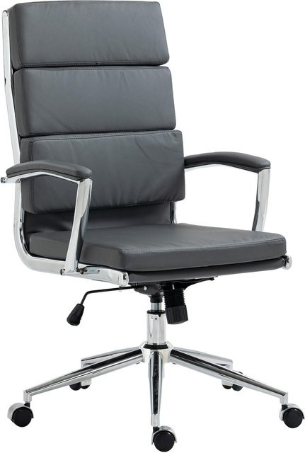 CLP Bürostuhl Cleveland Ergonomischer Schreibtischstuhl aus Kunstleder in Grau mit Armlehnen und Wippfunktion - Bild 1