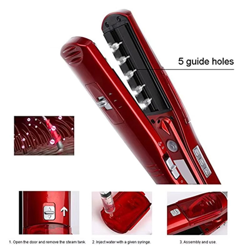 2-in-1 Haarglätter mit Dampfpflege, Rot - Bild 4