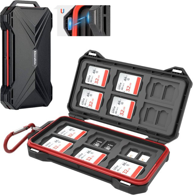 KIWIFOTOS Speicherkartenetui in Schwarz mit Magnetverschluss für SD, MicroSD und Nano SIM Karten (36 Slots) - Bild 1