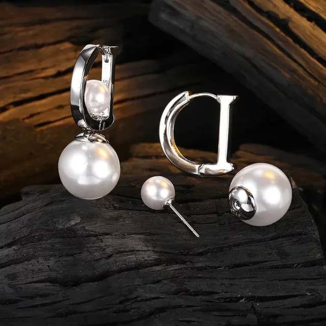 Creolen 925 Silber, Perle, Damen - Bild 1