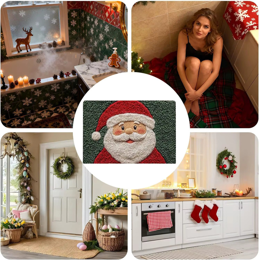 VIKAMA Weihnachtsmann Badezimmerteppich als weiche Weihnachts-Fußmatte für Innen und Außen zur Dekoration - Bild 5