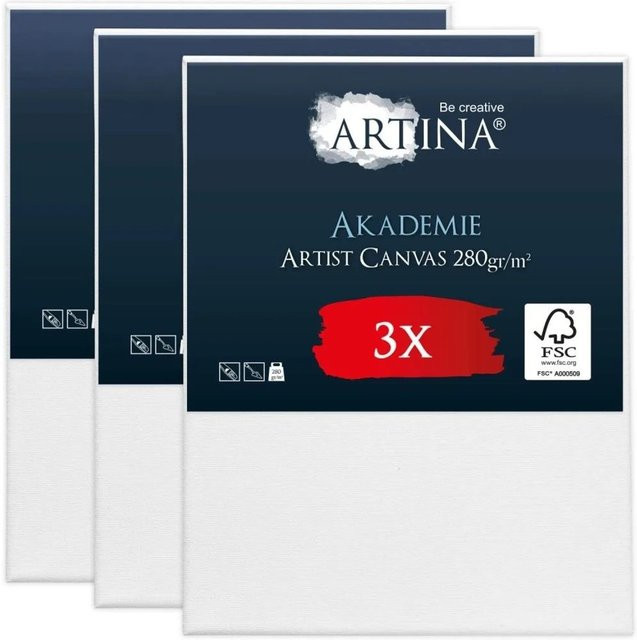 Artina Akademie Keilrahmen Set aus FSC Holz in Weiß, 3er Pack, B: 70 cm, H: 90 cm - Bild 1