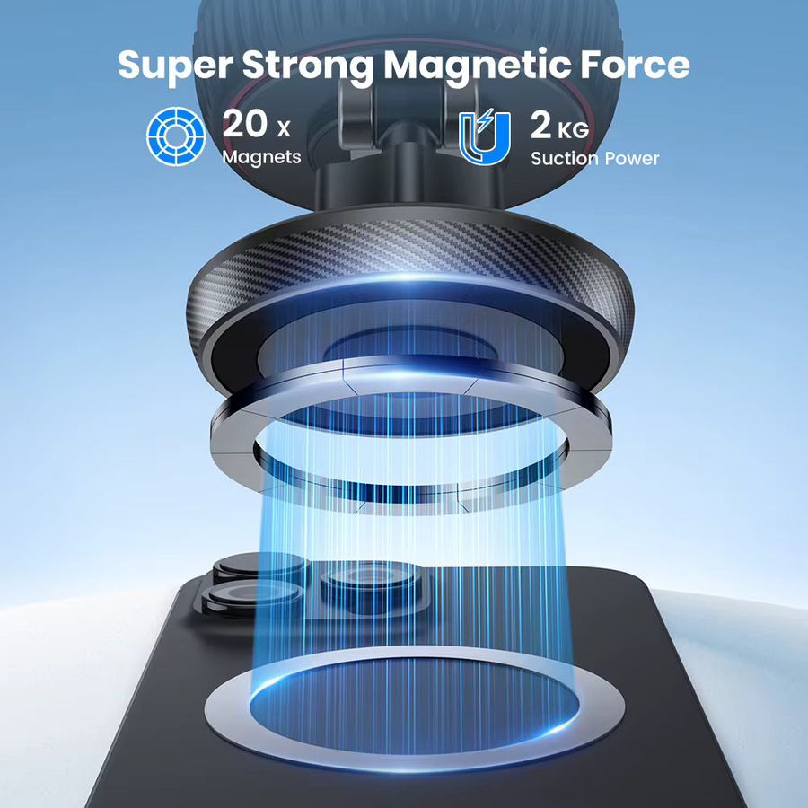 TOPK Magnetische Autotelefonhalterung für MagSafe mit 360 Grad Rotation, Saugnapf-Ständer für Armaturenbrett, Schreibtisch oder Wand, Schwarz - Bild 5