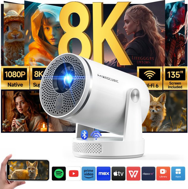 Magcubic HY320Pro Full HD Projektor mit Autofokus, Android 14 und 8K-Unterstützung, Weiß - Bild 1