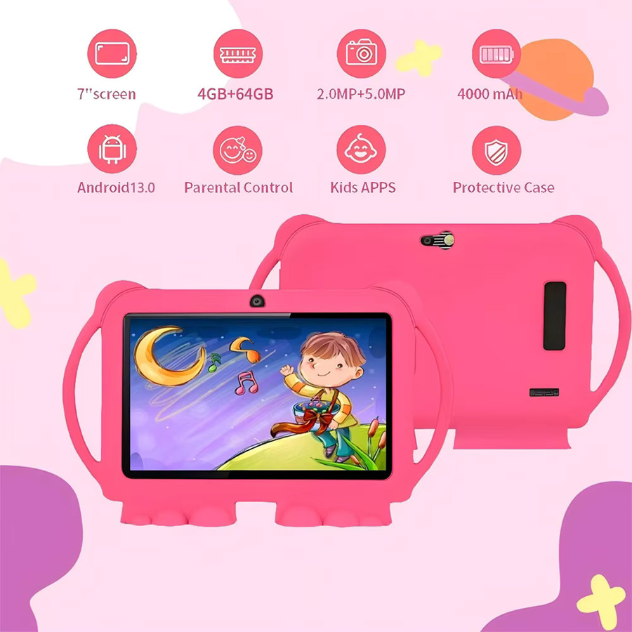 BDF Kindertablett 7 Zoll mit Android, Quad Core, 4 GB RAM, 64 GB ROM, Pink inklusive kindersicherer Schutzhülle - Bild 2
