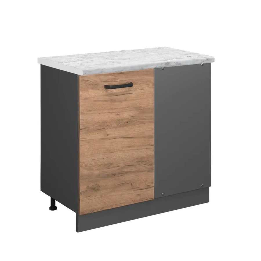 Vicco R-Line Eckunterschrank Küchen Eckschrank in Goldkraft Eiche und Anthrazit mit Marmor-Optik, B/T/H: 86,0 x 46,0 x 81,6 cm - Bild 2