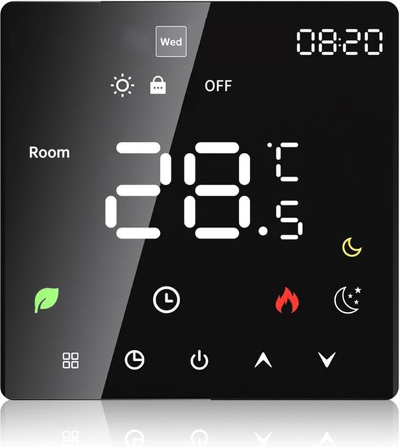 Neoglint Smart Thermostat mit Touchscreen und Voice Control, programmierbare Temperaturregelung für Wasserheizung, WiFi App-Steuerung, schwarz - Bild 1