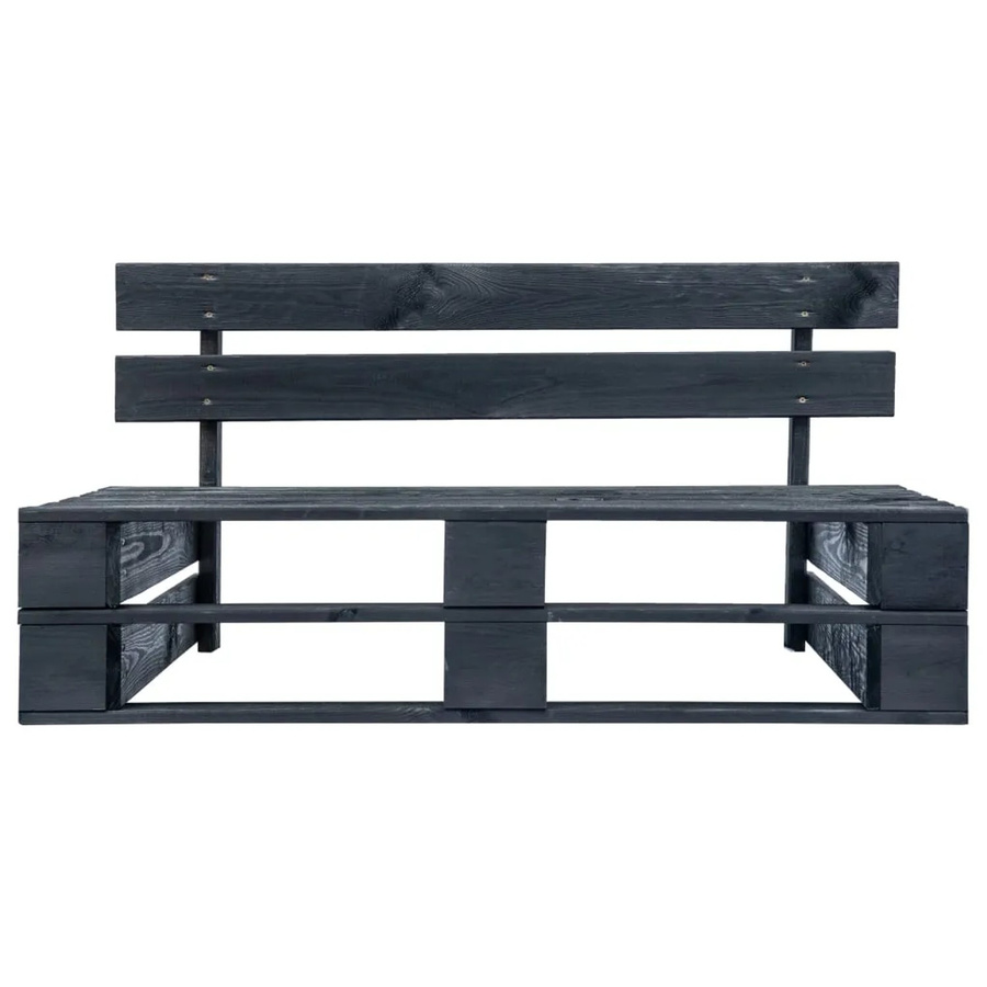 vidaXL Garten-Palettenbank aus Kiefernholz in Schwarz für Garten und Terrasse, B/T/H: 110 x 65 x 55 cm - Bild 2