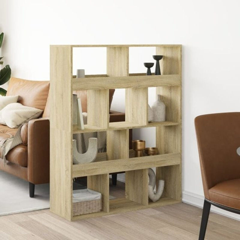 Vidaxl Raumteiler Sonoma-Eiche aus Holzwerkstoff, Farbe Braun/Eiche Natur, B/T/H: 100 x 33 x 125,5 cm - Bild 1