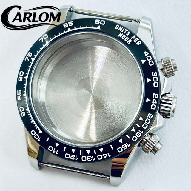 Carloms Uhrengehäuse Edelstahl, Silber, Schwarz, 39 mm, Saphirglas, Unisex - Bild 1