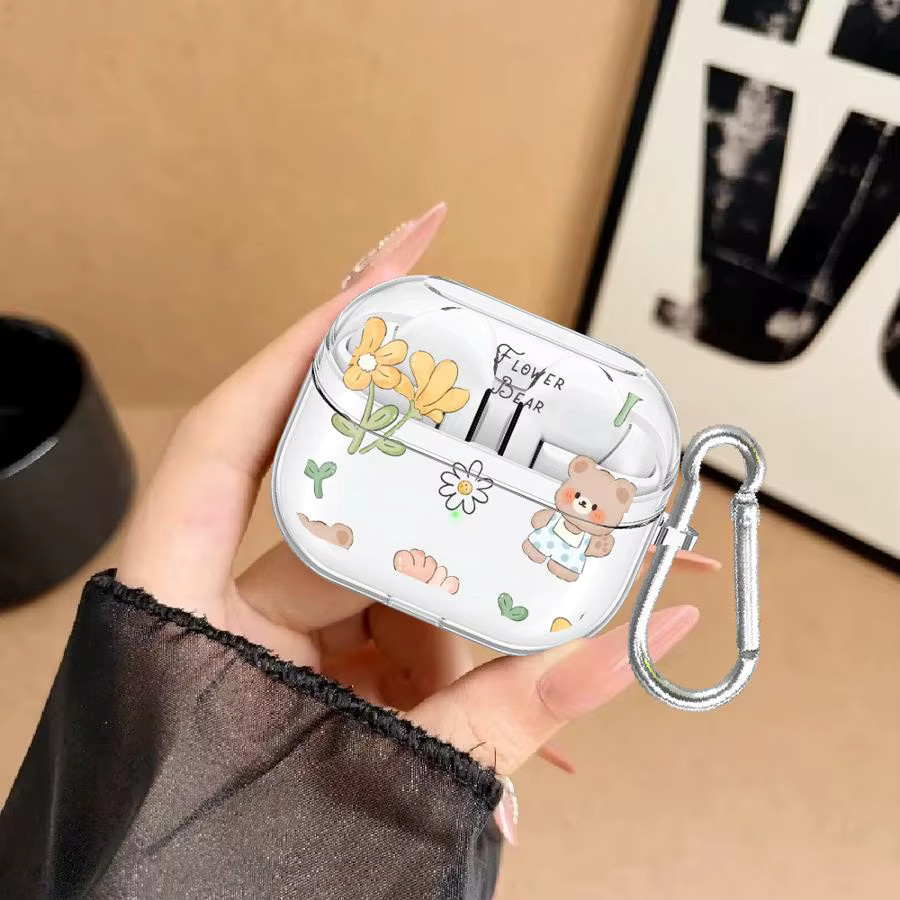 Transparente Kopfhörerhülle mit Blumen und kleinen Tieren für Samsung Galaxy Buds Live 3 FE 3Pro 4 Pro 2 4Pro - Bild 2
