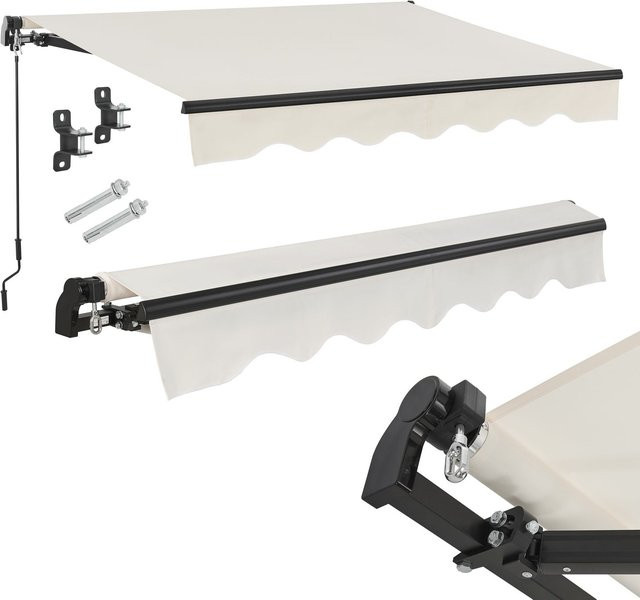 Juskys Gelenkarmmarkise Beige mit Kurbel und Halterung, B: 300 cm, T: 250 cm - Bild 1