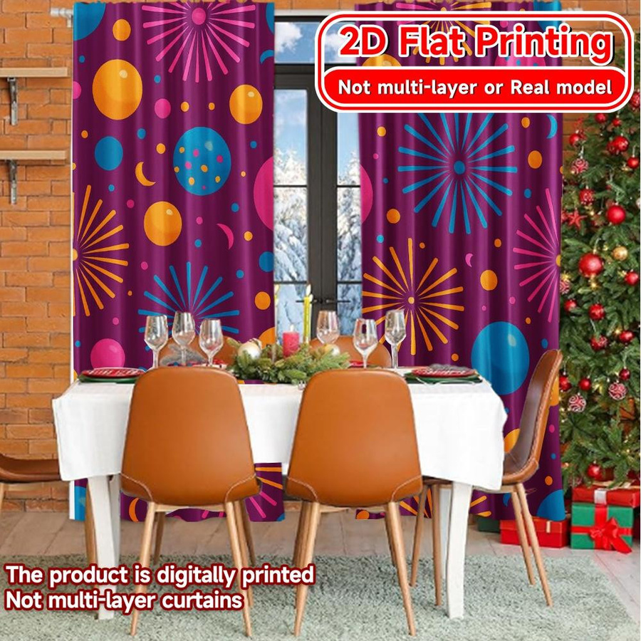 Tonnika Chen Set aus 2 blickdichten Neujahrs-Vorhängen aus Polyester, Multicolor, B: 100 cm, H: 70 cm - Bild 6