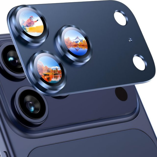 Kameraobjektivschutz für Apple iPhone 17 Pro Max aus Aluminiumlegierung und gehärtetem Glas in Tiefblaues Titan - Bild 1