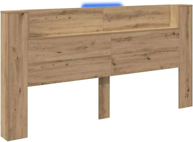 vidaXL Kopfteil Artisan-Eiche in Braun mit integrierter Beleuchtung und Ablage, B/T/H: 200 x 15 x 103,5 cm - Bild 1