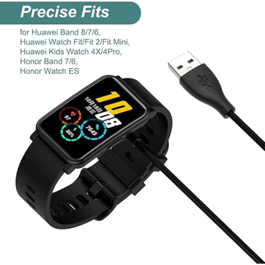 2er-Pack USB Smartwatch-Ladegerät Ersatz für Huawei Band 10/9/8/7/6, Watch Fit Mini/2/3/4X/4Pro und Honor Band 7/6 Watch ES in Schwarz - Bild 2