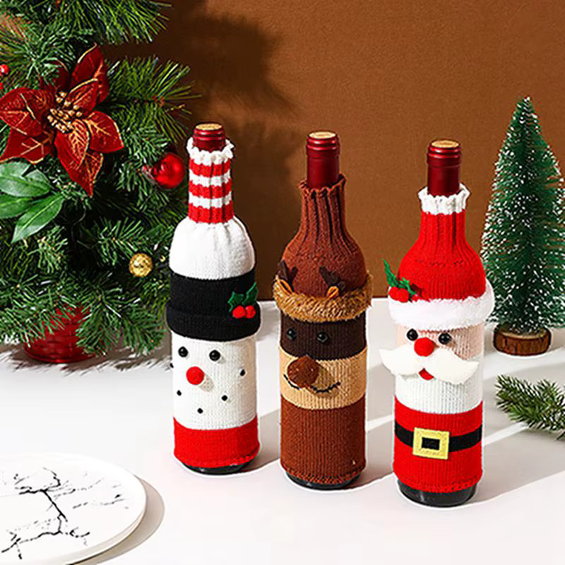 Alivparty Weihnachtsmann und Schneemann Weinflaschenbezug aus Textil in Mehrfarbig für Weihnachtsdekoration und Partyzubehör - Bild 3