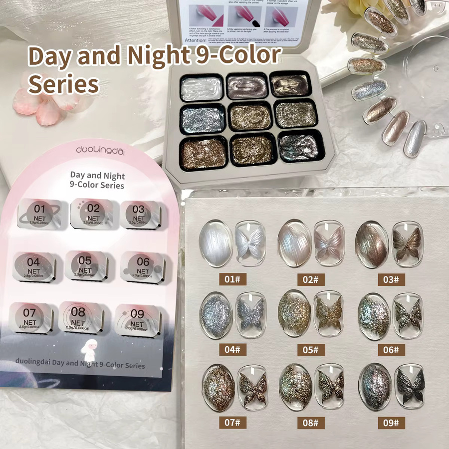DUOLINGDAI Nagellack-Set, 9 Farben, schimmernd, Damen - Bild 4