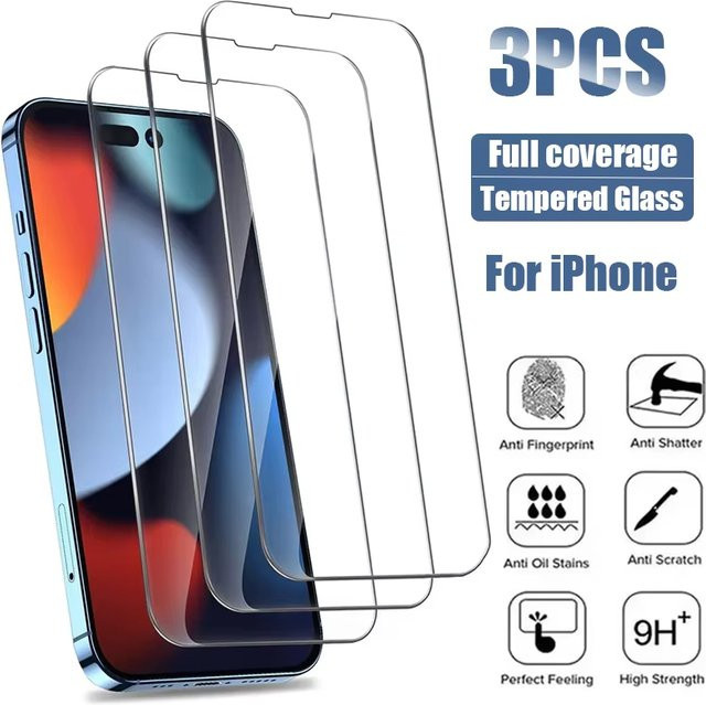 Transparentes gehärtetes Glas als Displayschutz für Apple iPhone 11 12 13 14 15 16 Pro Max Plus Mini SE XR XS X 7 8 - Bild 1