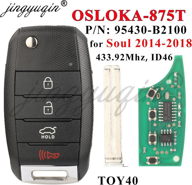 Jingyuqin Auto Fernbedienung Schlüsselanhänger für KIA Soul 2014-2019, 433 MHz ID46, Farbe: Schwarz - Bild 1