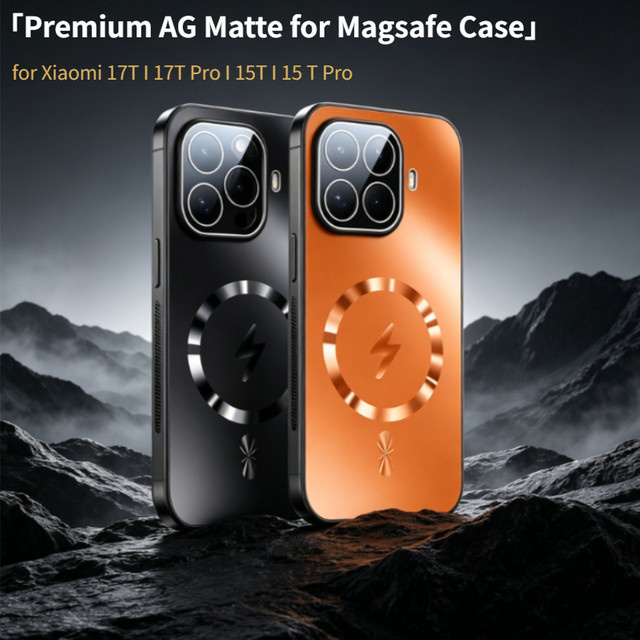 AG Matte Rückseite Magnetische Kabellose Ladehülle für Xiaomi 17T Pro 17T 15T Pro 15T mit Glaslinsenschutz und Fallschutz in Orange - Bild 1