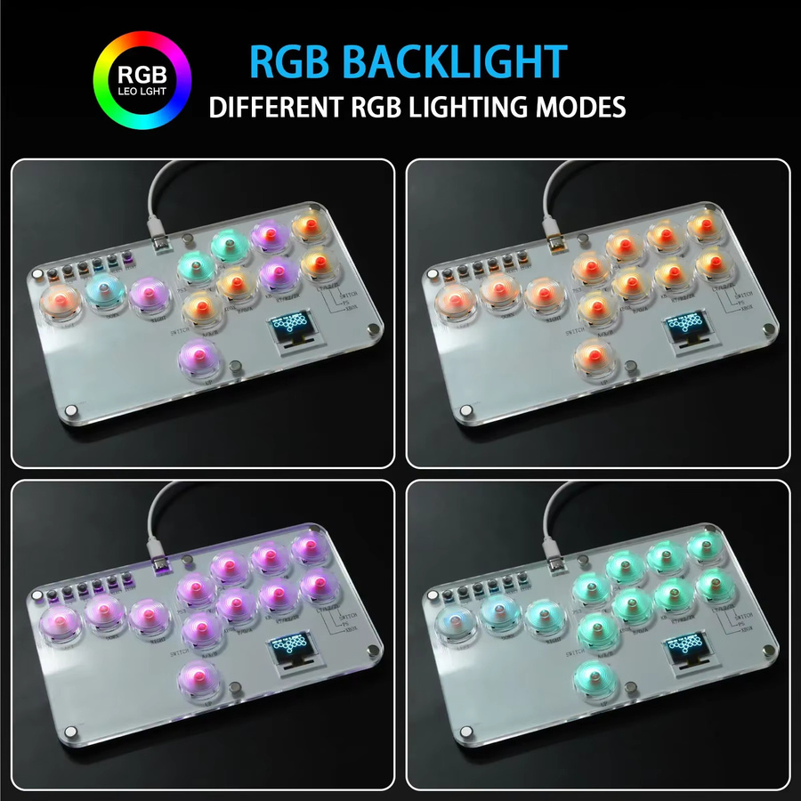 GGBEE Arcade Hitbox Controller mit RGB Tastatur für PC, Xbox, PS4, PS5, Nintendo Switch und Steam in Rot/Multicolor - Bild 6