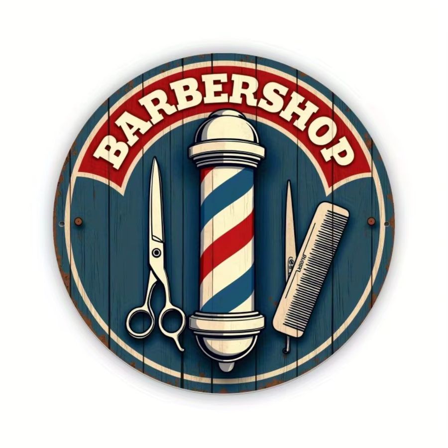 HELLOYOUNG Vintage Barbershop Metallwandkunst mit Schere, Stange und Kamm zur Wandmontage - Bild 3