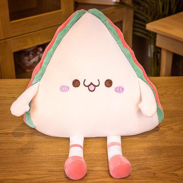 Yiran Health & Beauty Squishy Food Plüschkissen mit lächelndem Gesicht als Dekoration für Sofa und Stuhl, weiß - Bild 1