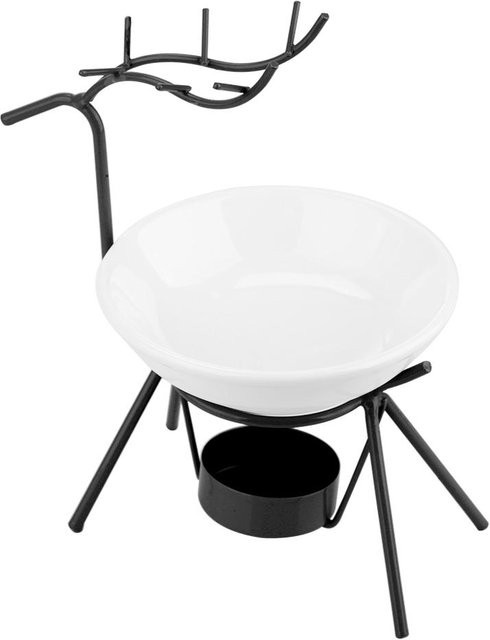 DIYelecs Aroma Brenner Hirschform aus Edelstahl und Keramik in Schwarz für ätherische Öle mit Tealight-Halterung - Bild 1