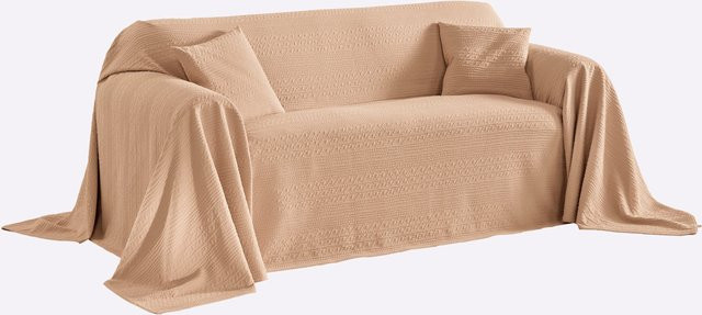 Pereira da Cunha Sesselüberwurf und Kissenhülle aus Jacquardgewebt in Peach und Beige, 100% Baumwolle - Bild 1