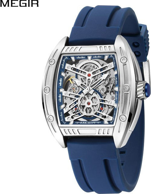 MEGIR Armbanduhr, Automatik, Silikonarmband, Blau, Herren - Bild 1