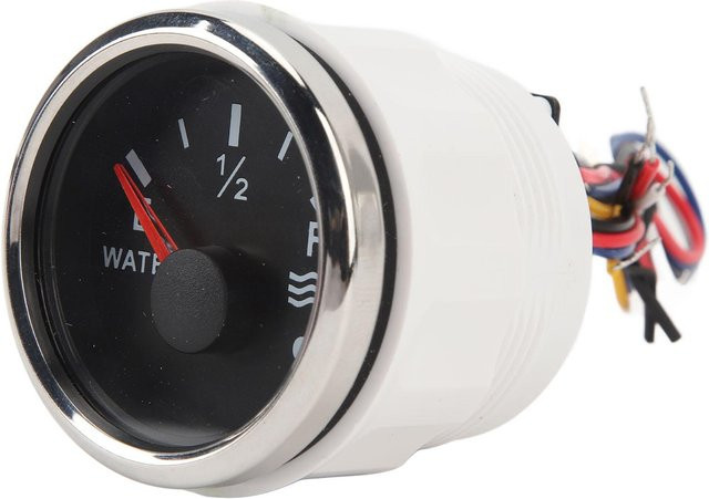 Fishine Wasserstandsanzeige E 1 2 F mit bunter Hintergrundbeleuchtung, 52 mm, Schwarzes Zifferblatt mit Silber, 240 bis 33 Ohm, DC 9 bis 32V für Wohnmobil, Yacht und Boot - Bild 1