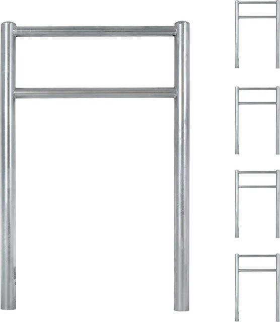TRUTZHOLM 5er Set Fahrradanlehnbügel Typ H aus Stahl in Silber, B/H: 115 x 75 cm, Durchmesser 60 mm - Bild 1