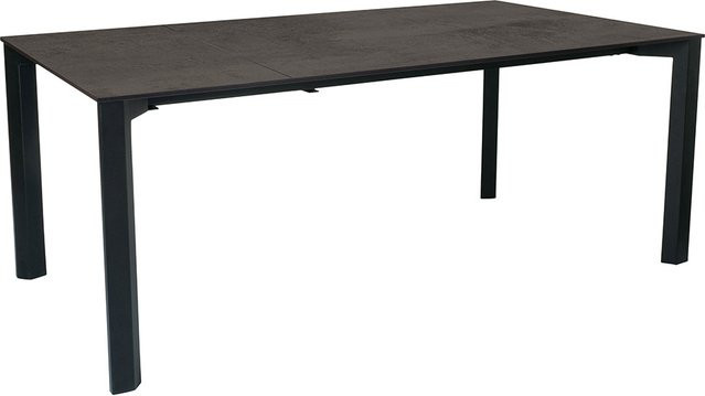 Stern Ausziehtisch Penta Aluminium in Schwarz Matt mit Silverstar Smoky Tischplatte und Nivelliersystem B/T: 100 x 160/210 cm - Bild 1