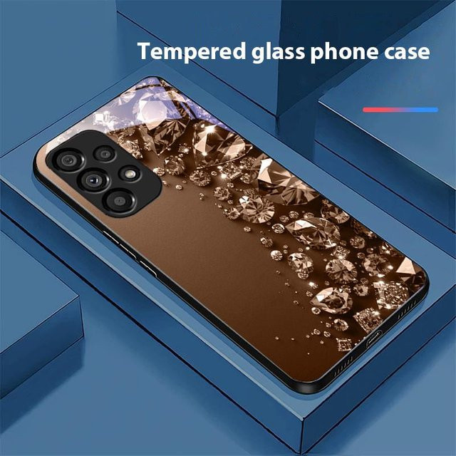 Vollständige Diamanten Handyhülle aus gehärtetem Glas für Samsung Galaxy S10 20 Plus 21 FE 22 23 24 FE 25 Ultra in Schwarz - Bild 1