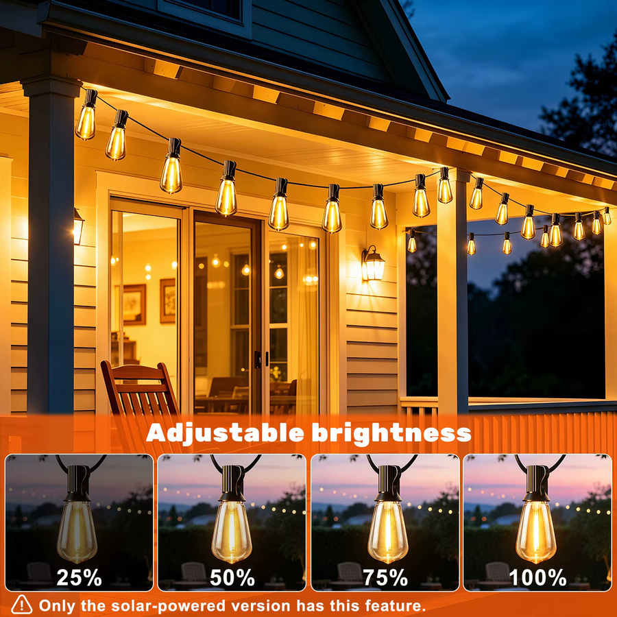 Aiopp ST38 Solar-Lichterkette für den Außenbereich mit LED-Tropfenlampen in Warmweiß, bruchsichere Hängelampen mit Dämmerungssensor für Garten, Hochzeit und Camping - Bild 4