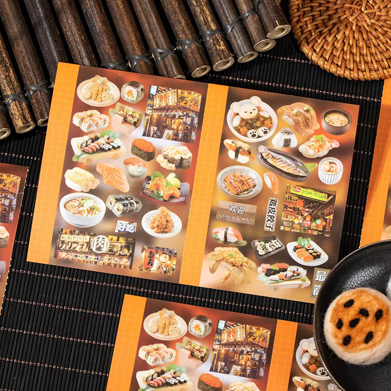 4er-Set Japanische Y2K Aufkleber mit Kawaii Tier und Lebensmittel Motiven für dein Journaling und DIY-Dekor, Mehrfarbig - Bild 2