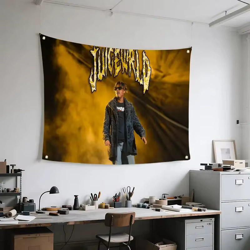 VIKAMA Juice WRLD Wandteppich Musiker Wandbehang Mehrfarbig Stoffbanner für dein Schlafzimmer - Bild 6