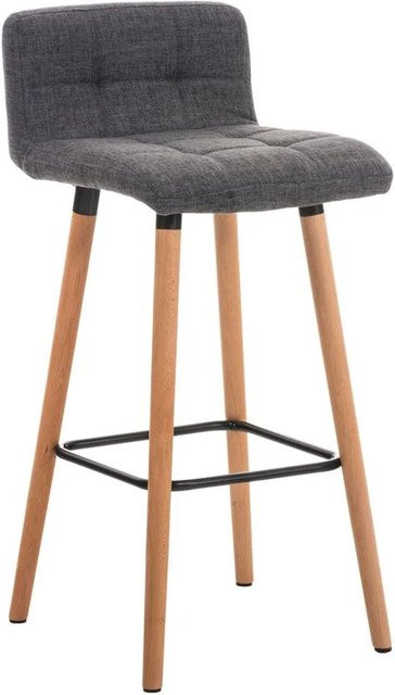 DELUKE Barhocker GITOR in Hellgrau, moderner gepolsterter Barstuhl mit Lehne aus Stoff und Buche, B/T/H: 42 x 49 x 94 cm - Bild 1