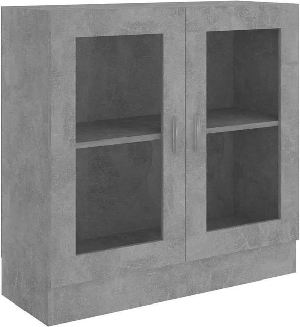 vidaXL Vitrinenschrank Betongrau mit Glastüren und Regalböden, B/T/H: 82,5 x 30,5 x 80 cm - Bild 1