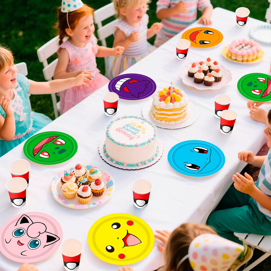 Potdemiel 120-teiliges Pokemon Party-Geschirr Set in Mehrfarbig für Kinder mit Tellern, Servietten und Bechern - Bild 3