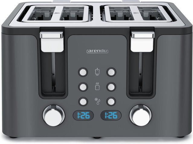 Arendo Toaster aus Edelstahl in Silber mit 4 kurzen Schlitzen für 4 Scheiben, 1750 W, Automatik und Wärmeisolierendem Doppelwandgehäuse - Bild 1