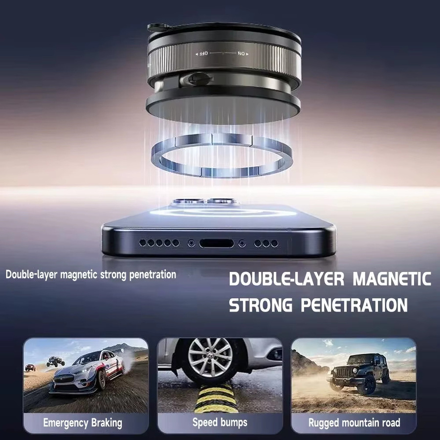 Magnetischer Handyhalter mit 360-Grad-Drehfunktion und Vakuum-Saugnapf in Schwarz - Bild 2