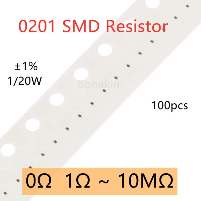Bonakin 100 Stück SMD-Widerstände 0201 1 % für Elektronikprojekte - Bild 1