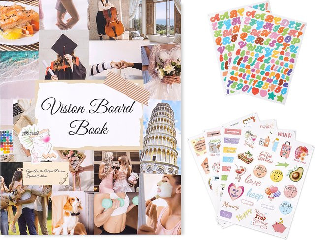 Vision Board Buch-Set mit über 1100 Bildern und Zitaten als Collage-Magazin für deine Vision Boards und Scrapbooks, Multicolor - Bild 1