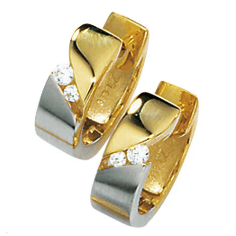 Colfem Creolen 333 Gelbgold, bicolor mattiert, Zirkonia - Bild 1