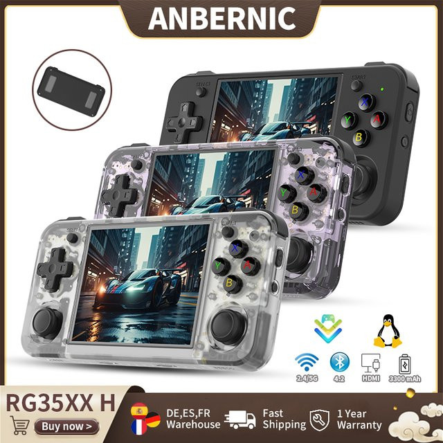 Anbernic RG35XX H Handheld Retro Gaming Konsole mit 3,5 Zoll IPS-Display, Linux 64-bit H700, HDMI-Ausgang, Schwarz/Mehrfarbig - Bild 1